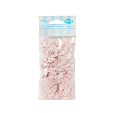 Offray accessories, blush 5/8 inch value pack 2 loop bow with pearl accessor yard for wedding, hair clips, and scrapbooking, 40 count, 1 package
