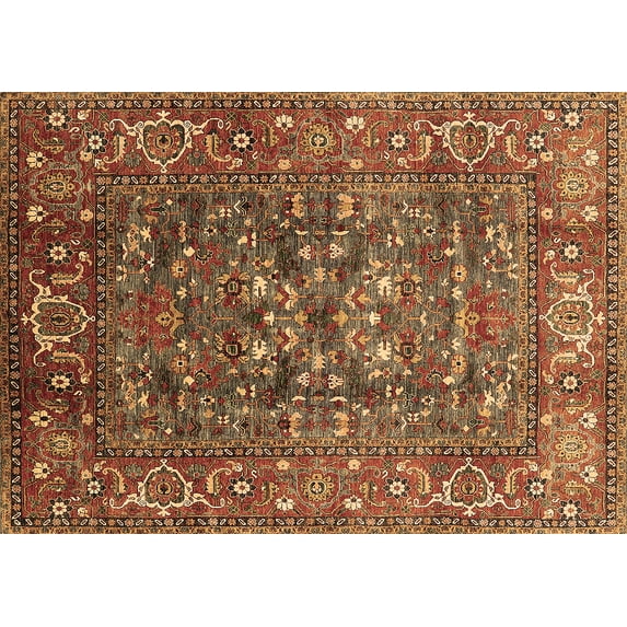 Ahgly Company Indoor Rectangle Oriental Brown Industrial Area Rugs, 5' x 7'