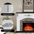 thumbnail image 4 of BOSHIRO 44 Inch Electric Fireplace with Mantel, White Body with Silver Carved Accents and Black Top & Base, Stacked Stone Surround, 23" Fireplace Insert with Remote Control, White Black, 4 of 8