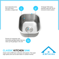 thumbnail image 6 of KBFmore Classic 13 Inch 18 Gauge Undermount Single Bowl Stainless Steel Kitchen Sink with Sink Strainer, 6 of 11
