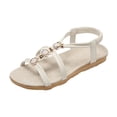 thumbnail image 1 of Kcodviy Ladies Suede Rhinestone Elastic Fuzzy Sandals for Women Band Open Toe Flat Sandals Women Flip Flop Roman Sandals, 1 of 9