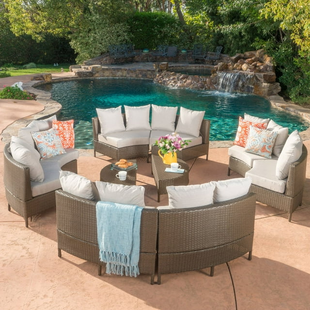 Newton Wicker 10 Piece Patio Sectional Sofa Set