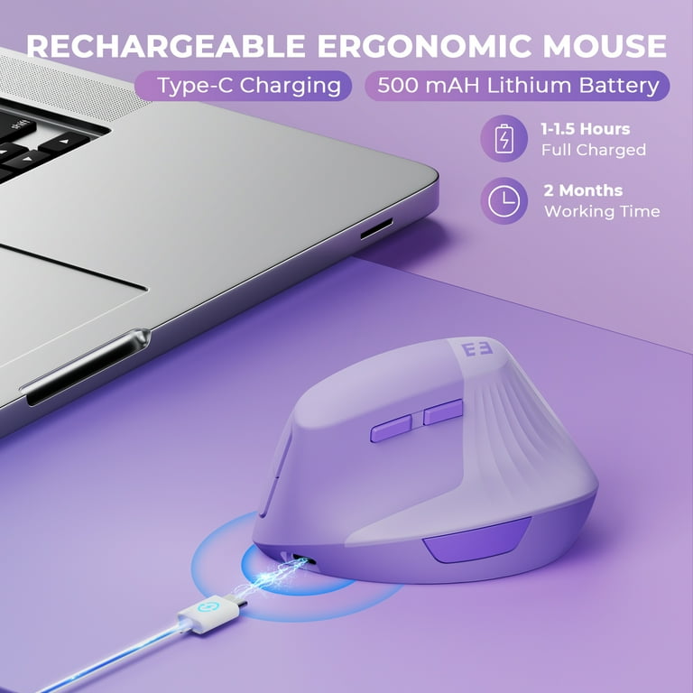 Seenda Vertical Quiet Rechargeable Wireless Ergonomic Mouse with