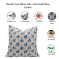 thumbnail image 4 of Fabdivine Block Print Throw Pillow Cover, 26x26 Inch Off white Linen Decorative Cushion Cover, Floral Print Boho Design Blue Pillow Cover for Sofa and Couch, 4 of 5