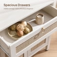 thumbnail image 4 of SICOTAS 68.5" Tall Rattan Bookshelf with Large Drawer & 2 Doors, Boho 5-Tier Bookcase with Adjustable Shelf, Display Storage Shelves for Living Room, Home Office, White Oak, 4 of 8