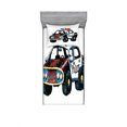 thumbnail image 2 of Ambesonne Cartoon Fitted Sheet & Pillow Sham Set, Sketchy Police Car, Full, Red Yellow and Blue, 2 of 3