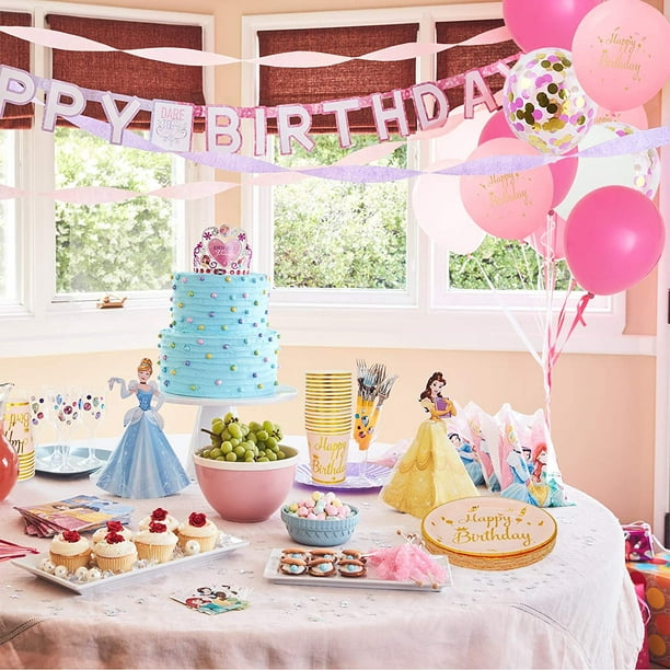 Lot de 24 assiettes de fête pour Barbie - Assiettes d'anniversaire - 17,8  cm - 22,9 cm - Ensemble de décorations pour gâteaux et desserts