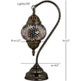 thumbnail image 2 of SILVERFEVER Turkish Moroccan Mosaic Table Lamp - Handmade Swan Neck Tiffany Glass Table Bedside Lamps w Bronze Base14.5 LED Bulb Included Vivid Flower, 2 of 7