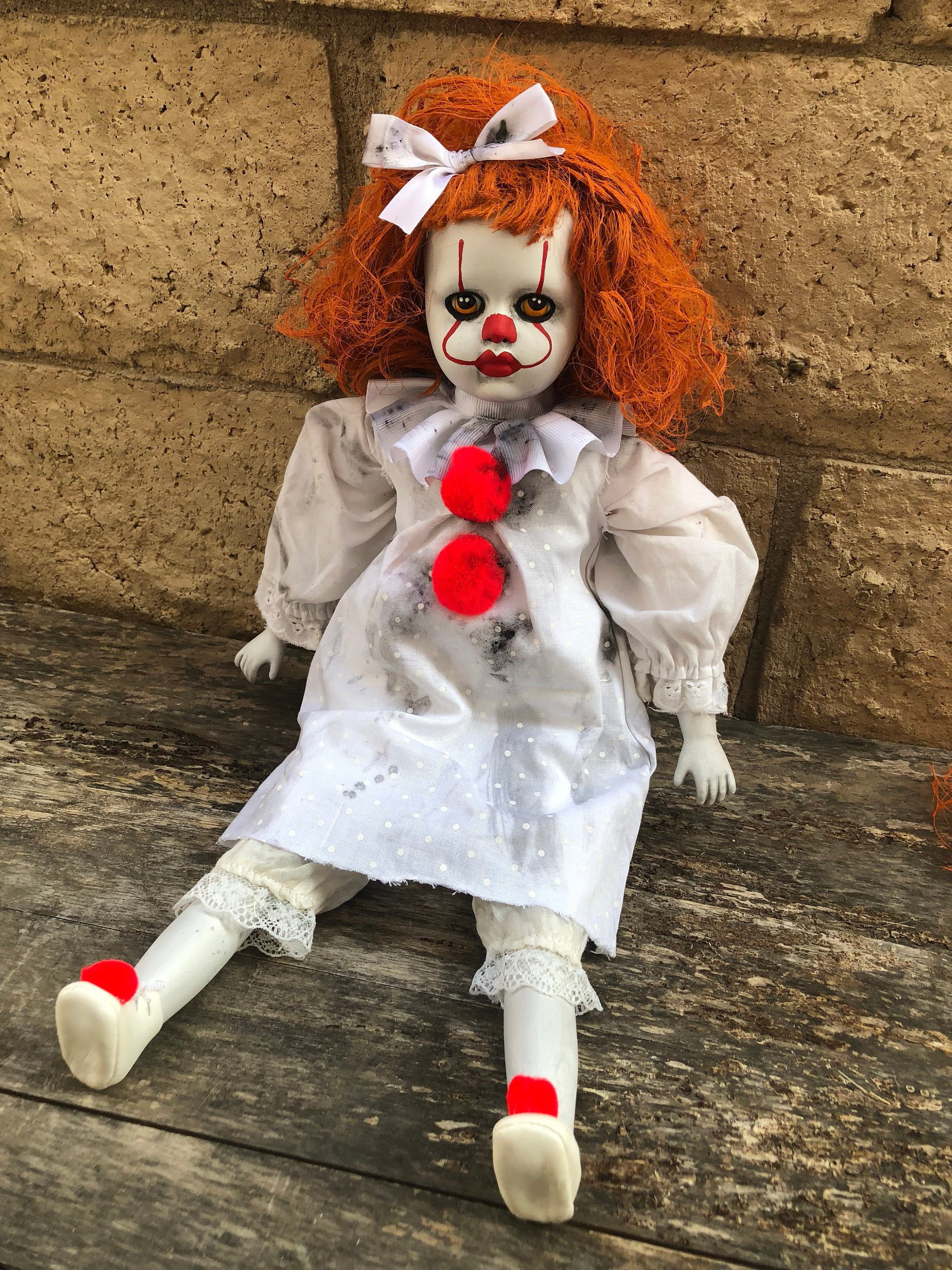 OOAK Sitting Sad Pennywise IT Clown Creepy Horror Doll Art by Christie ...
