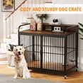 thumbnail image 4 of Aoile Dog Crates for Medium Dogs, Heavy Duty Dog Crate with Adjustable Height Feeder, Dog Cage Furniture with 360Â° Wheels, Rustic Brown, 4 of 8