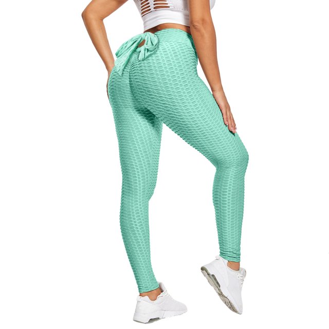 Gibobby Pantalones de Casuales Pantalones de cintura elástica para mujer, mallas puras, mallas de Yoga, Fitness, Color texturizado, levantamiento de cadera, correr, informales(Verde, S)