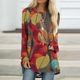 thumbnail image 2 of Sweat-shirts à Manches Longues pour Femmes Mode Imprimé Décontractée Blouses Tops Hi-Lo Ourlet Longue Chute, 2 of 5