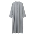 thumbnail image 4 of Bcfgryg Male Solid Color Long Sleeve Robe Arabic Clothes Middle Skirt Robe Big and Tall Shirts Gray XXL, 4 of 5
