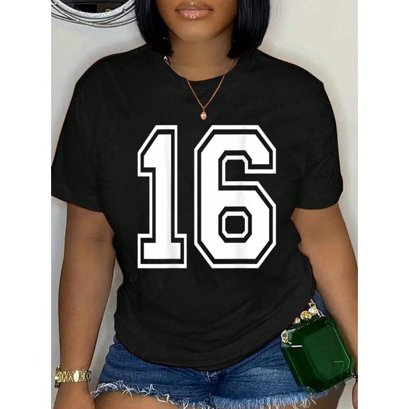Number 16 Shirt Sports Player Number Back of Shirt T-Shirt