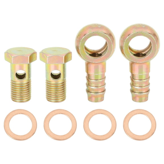 2 Sets 14mm Internal Diameter Banjo Hose Barb Bolt Fittings Banjo Bolt Washer for Car Metal