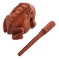 thumbnail image 1 of HEANUJJ Music Rhythm Block Wood Frog Guiro Rasp Light Brown Noise Maker 1 Set, 1 of 6
