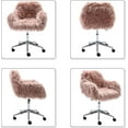 thumbnail image 6 of Wubio Fluffy Office Desk Chair, Faux Fur Modern Swivel Armchair with Wheels, Soft Comfy Fuzzy Elegant Accent Makeup Vanity Chairs for Women Girls, Home Living Dressing Room Bedroom, Pink, 6 of 9