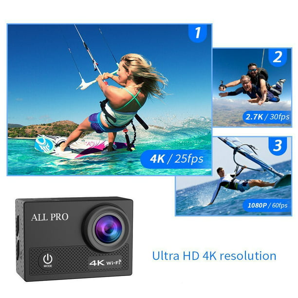 Vamos Medio Consumir 4K Action Pro Waterproof All Digital UHD WiFi Camera + RF Remote And  Accessories - Walmart.com
