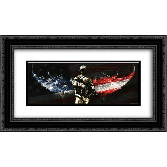 No Greater Love 2x Matted 22x10 Black Ornate Framed Art Print by Jason Bullard