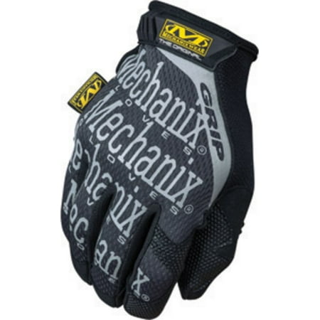 Medium Leather Glove - Medium Black The Original Grip Full Finger Synthetic Leather Mechanics Gloves With Hook And Loop Cuff, Reinforcement Panels