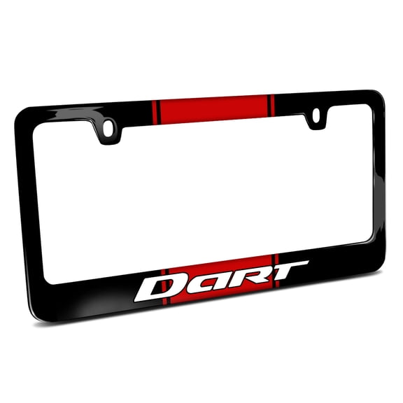 Dodge Dart Racing Stripe Black Metal License Plate Frame
