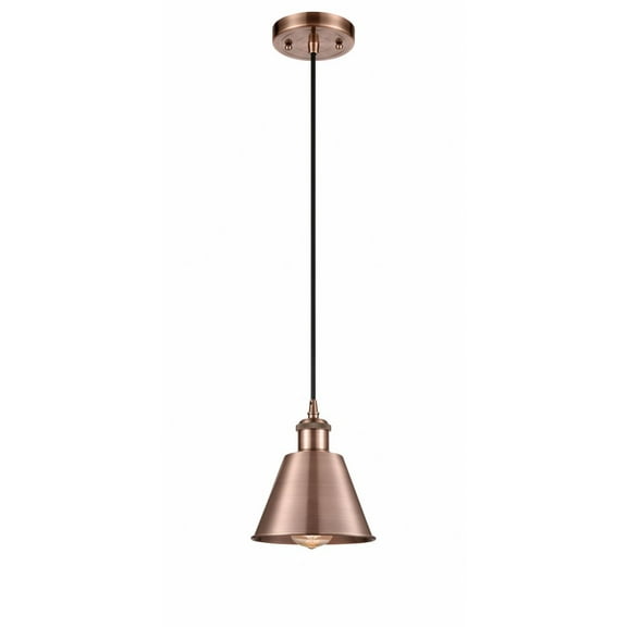516-1P-AC-M8 Innovations Lighting Smithfield - 1 Light Cord Hung Mini Pendant In Industrial Style-7.5 Inches Tall and 7 Inches Wide-Antique Copper