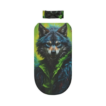 

Lafuoo Realistic Style Wolf Warrior Pattern 0-6 Months Newborn Swaddle Bag Headband Set for Girls Clothes Baby Care Products