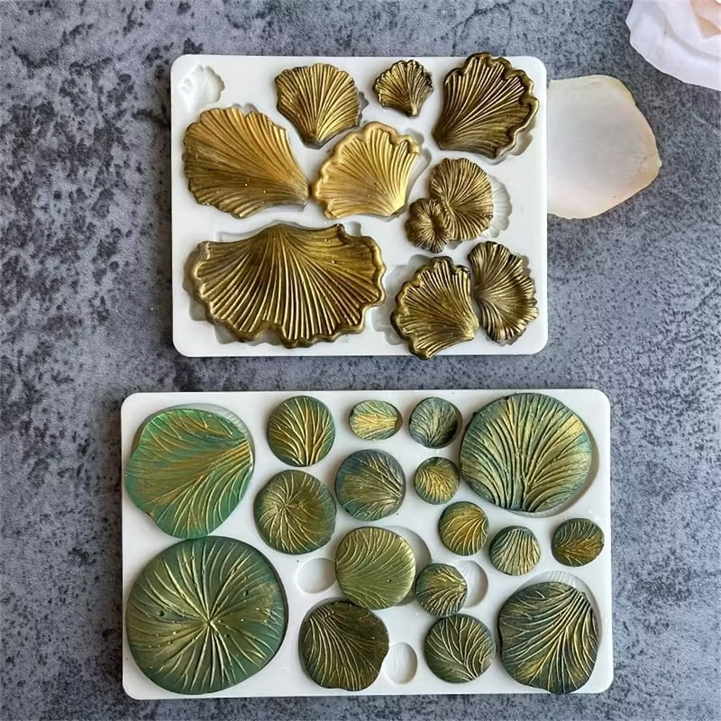 3pcs Ginkgo Biloba Fondant Molds, Fungus Cake Decoration Silicone Mold, Candy Chocolate Mold, Butter Biscuit Sugar Craft Glue, Clay Resin Plaster Candle Mold, Multi-Functional Mold