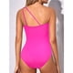 thumbnail image 5 of Traje Baño una Pieza con un Hombro Descubierto para Mujer, Traje Baño Control, Cobertura Total Modesta, Traje Baño con Abertura en la Parte Posterior. Rosa Roja L, 5 of 6