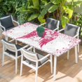 thumbnail image 2 of Pink Ribbon Table Cloths for 5 Foot Rectangle Tables, Wings Romantic Love Heart Flowers Vintage Patio Waterproof Elastic Fitted Tablecloths, Washable Rectangular Table Cover for Camping, 2 of 8
