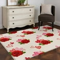 thumbnail image 4 of Valentine's Day Washable Area Rug 4 x 6 ft Romantic Red Rose Floral Pink Red Love Heart, Soft Non Slip Rugs Stain Repellent Indoor Felt Carpet for Living Dining Room Bedroom Home Office, 4 of 9