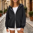 thumbnail image 6 of Quealent Girls Kids Zip Up Hoodies Double Zipper Hooded Sweatshirt with Pockets Zipper Hoodies Soft Oversized Long Sleeve Fall Winter Back to School Clothes (Black, 7-8 Years), 6 of 7