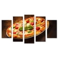 thumbnail image 1 of Juego de Cuadros Decorativos, Pizza Italiana Estilo Margarita, Estilo Rústico y Apetitoso, 5 Piezas, Ideal para Pizzería y Cocina, 150x80cm, 1 of 5