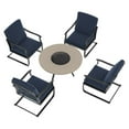thumbnail image 3 of Mainstays Montclair 5-Piece Steel Outdoor Conversation Set with Fire Pit & Cushions, Blue, 3 of 9