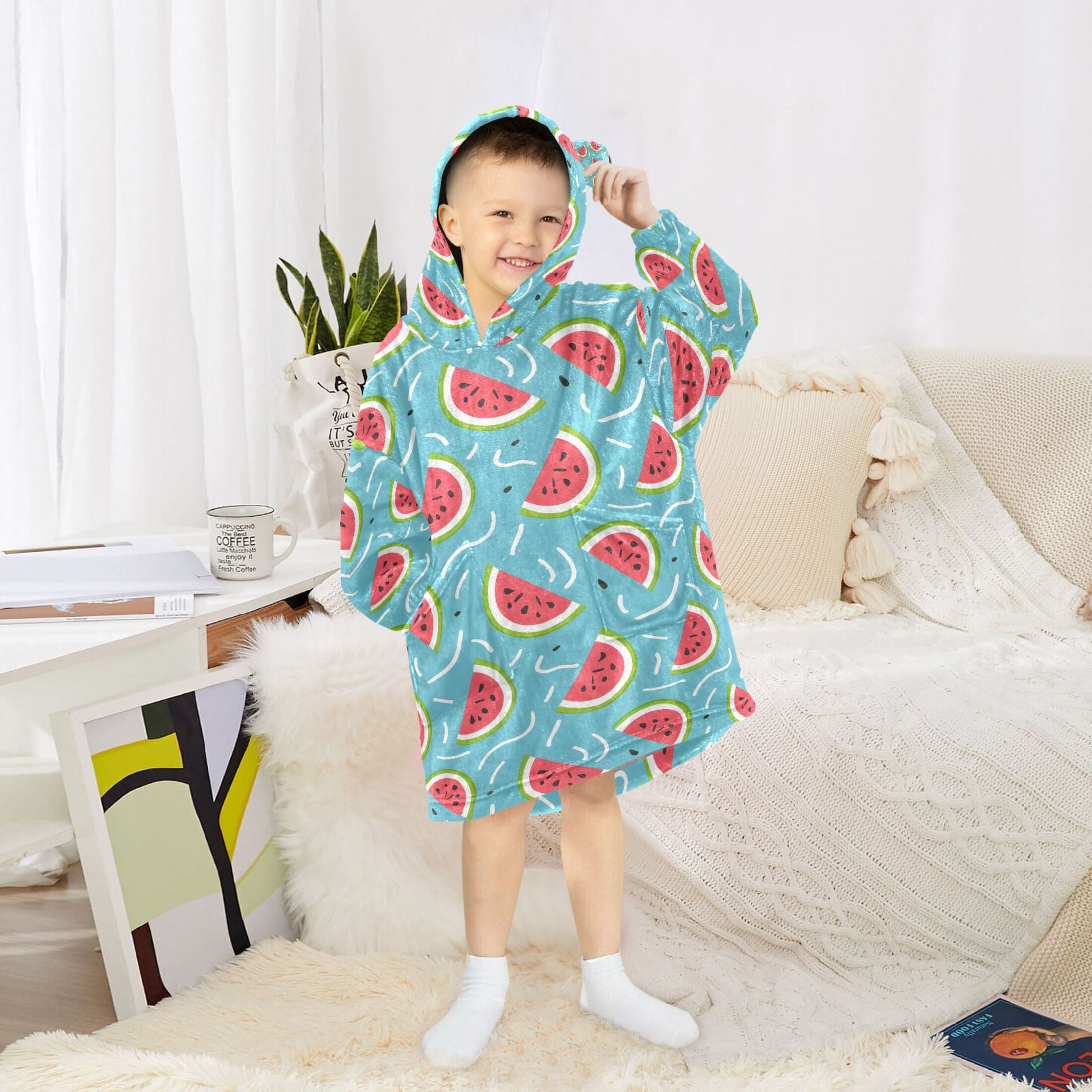 joogoo Blanket Hoodie for Watermelons Oversize Sweatshirt 3-14 YR L