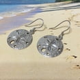 thumbnail image 5 of Unique Stunning Hawaiian Large Sand Dollar Earring, Sterling Silver Sand Dollar Dangle Earring, E9386 Birthday Valentine Gift, Statement PC, 5 of 8