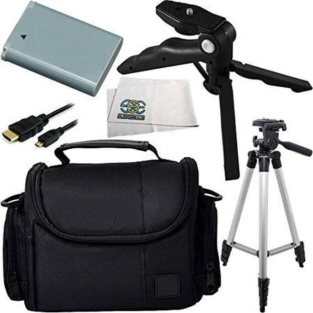Essential Accessory Kit for Canon Powershot N100, G1X Mark II. Includes Replacement NB-12L Battery + Full Size Tripod + Pistol Grip/Table Top Tripod + Micro HDMI Cable + Carrying Case + Microfiber