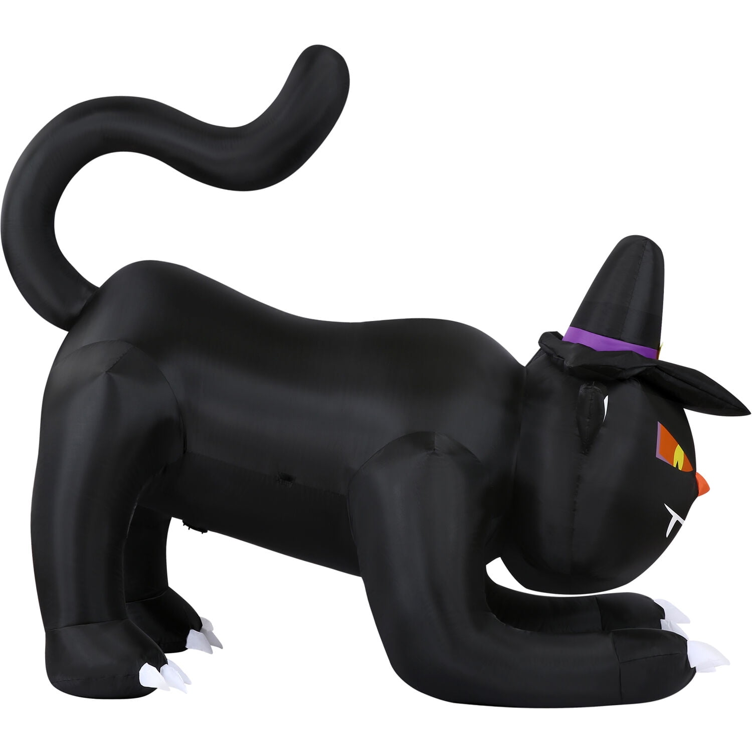 Haunted Hill Farm 6 ft Wide Prelit Inflatable Black Cat with Witch Hat, HIBCAT061-L