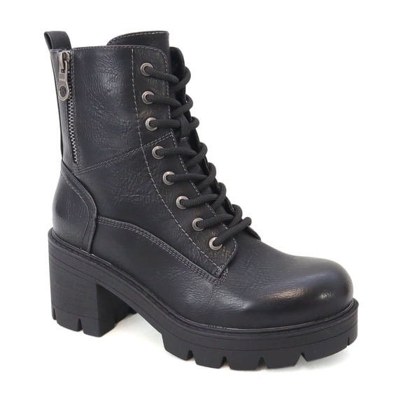 Women's Lug Sole Combat Boots – Lace-Up Platform Ankle Boots