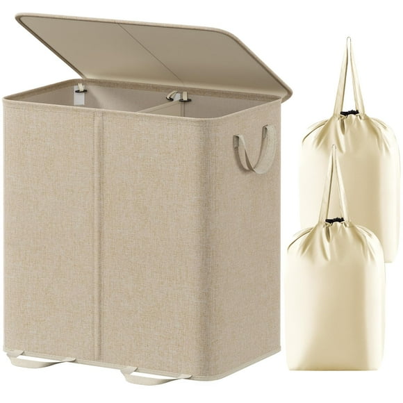 Cesto de ropa Lifewit doble con tapa y bolsas extraíbles 136 L