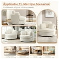 thumbnail image 6 of Muumblus Oversized Barrel Swivel Accent Chair Set of 2, Comfy Armchair with 3 Pillows, Modern Teddy Fabric Leisure Sofa Chair for Living Room, Bedroom, Ivory, 6 of 8