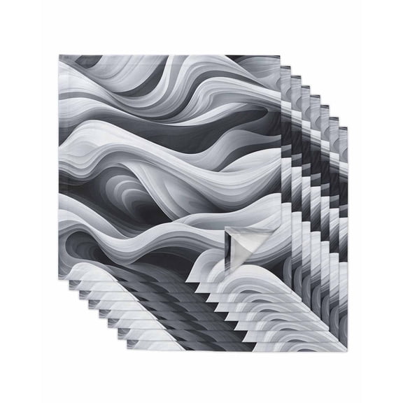 nqOlkjepod Modern Sea Waves Cloth Napkins Set of 8 Reusable Dinner Napkins, Grey White Texture Abstract Texture Cocktail Napkin Washable Table Napkins for Wedding/Holiday Party/Baby Shower 20"x20"