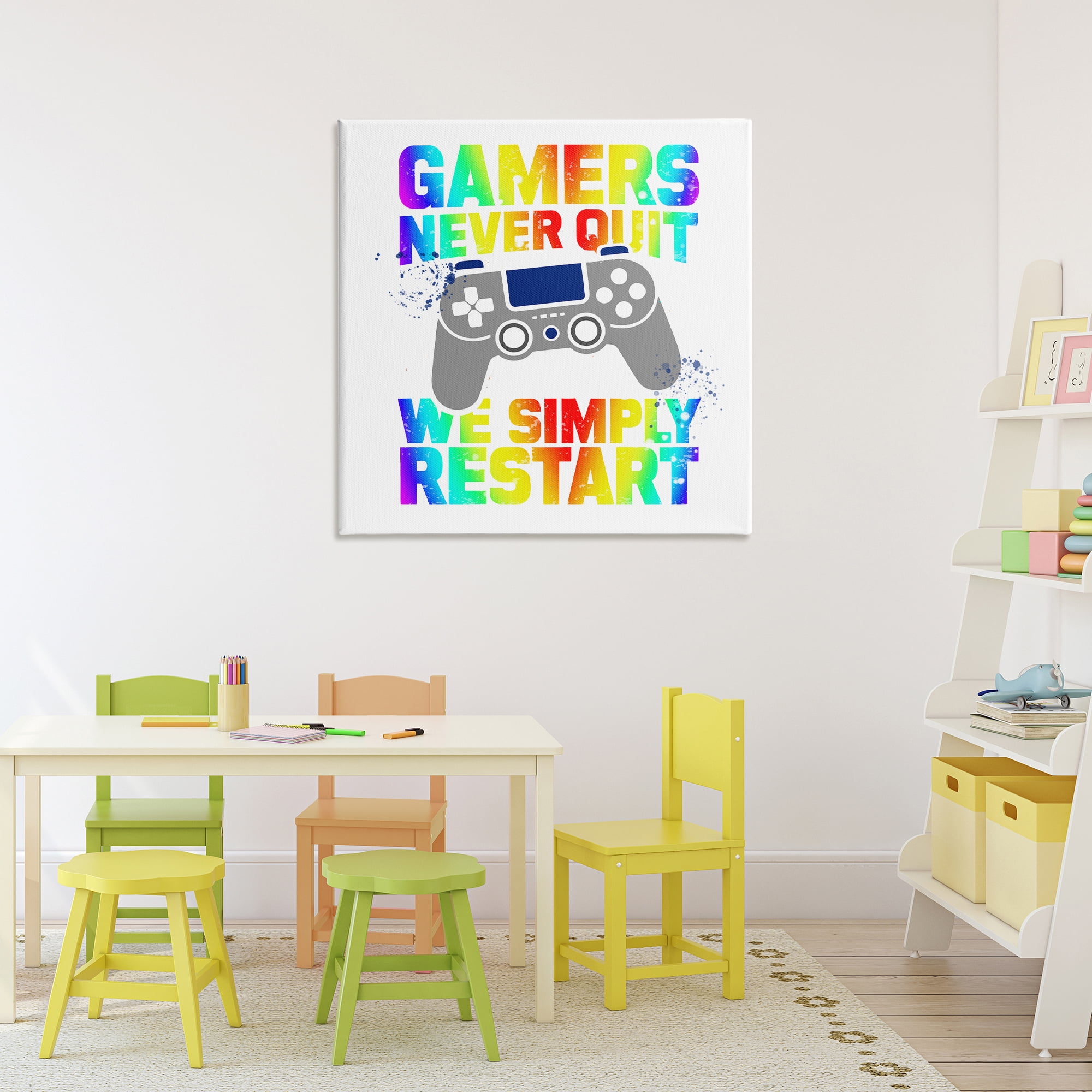 Rainbow Gamers Never Quit Canvas Wall Art, design by Kim Allen