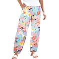 thumbnail image 2 of Women's Casual Pants Striped Linen Pants For Women Summer Casual Wide Leg Pants With Pockets Comfy Cropped Palazzo Pants,Purple Women's Casual Pants L, 2 of 5