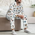 thumbnail image 7 of Salouo Cartoon Animals Print Button-Front Long Sleeve Pajama Set for Men, Soft 2Pjs Men's Long Sleeve Sleepwear-Large, 7 of 7