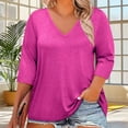 thumbnail image 4 of BLVB Womens Plus Size T-Shirts V Neck 3/4 Sleeve Tops Spring Fall Shirts Casual Basic Loose Fit Tunic Tees Clothes, 4 of 6