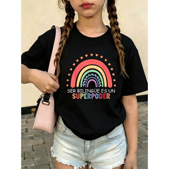 Ser bilingue es un superpoder Spanish Teacher back to school for Men Women Girls KidsCotton Soft Graphic Tee Breathable Playwear T-Shirt