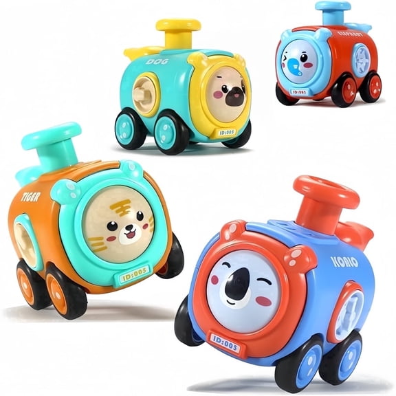 Bobby.Duck Kids Train Toys, Animal Car Vehicles Set, Push Go Pull Back Toy Cars for Toddlers, Cute Cartoon Educational Learning Gift for Boys Girls