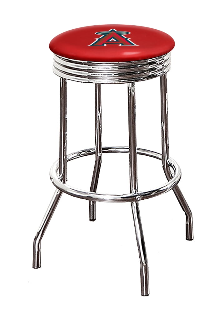 Bar Stool 29" Tall Backless Chrome Metal with Swivel Seat Cushion