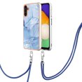 thumbnail image 2 of Case for Samsung Galaxy A05s, Adjustable Detachable Crossbody Strap Neck Strap Silicone Bumper Marble Painted TPU Ultra Thin Shockproof Protective Phone Case Cover for Galaxy A05s, Blue, 2 of 7